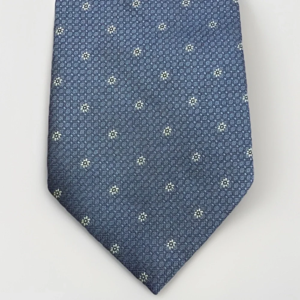 Beverly Hills Polo Club Blue/Gray Floral Geometric Tie 60”x4” Classic Polyester